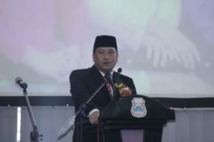 Wakil Gubernur (Wagub) Sulut Drs Steven Kandouw saat memberikan sambutan di HUT ke-393 Kota Manado